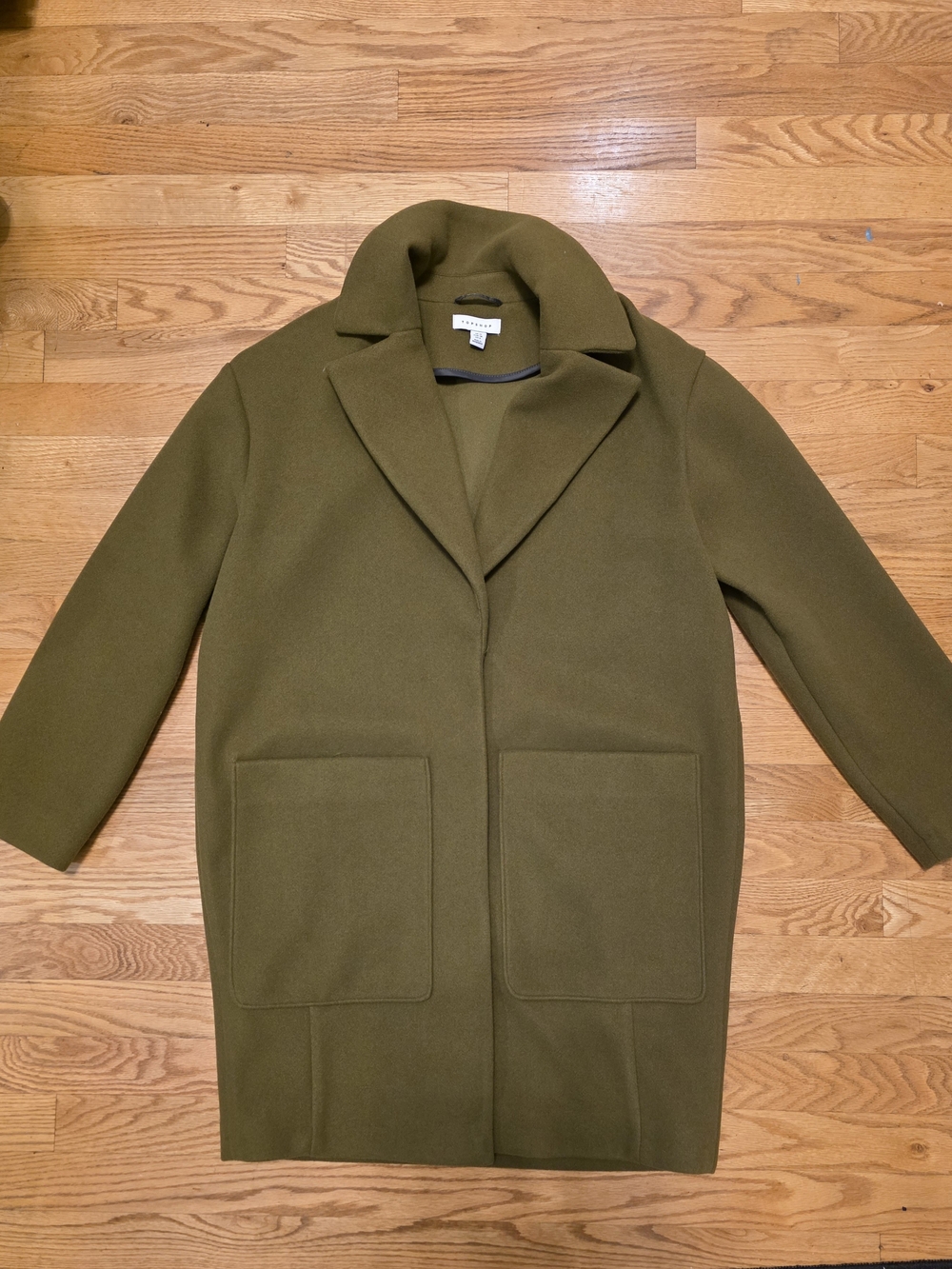 Topshop Olive Green Wool-Blend Oversized Coat